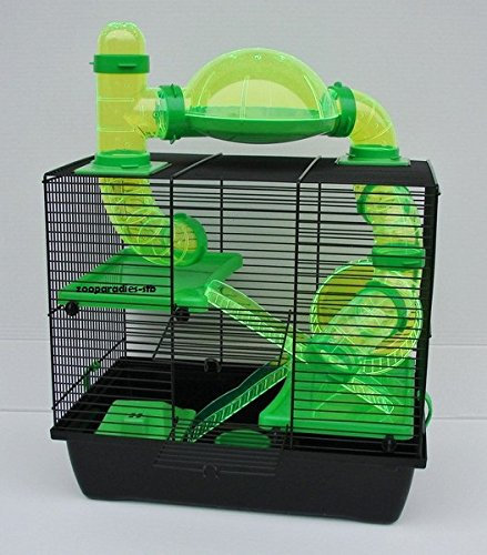 Interzoo Nagerkäfig,Hamsterkäfig,Zwerghamsterkäfig, Rocky,Teddy Lux,Hamster,Maus,Nager,Käfig,Mäusekäfig incl. Röhrensystem in grün