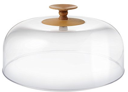 Alessi MW24 Dressed in Wood Deckel/Glocke mit Knopf aus Buchenholz, Glas, transparent, 6 x 33 x 23 cm, 2-Einheiten
