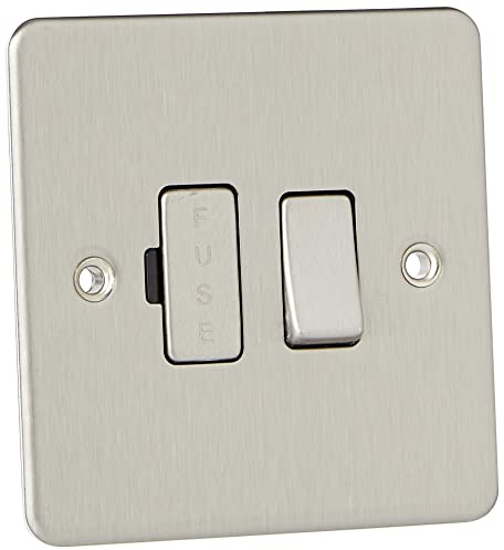 Knightsbridge FP6300BC 13 A Flat Plate Switched Fused Spur Unit, Brushed Chrome