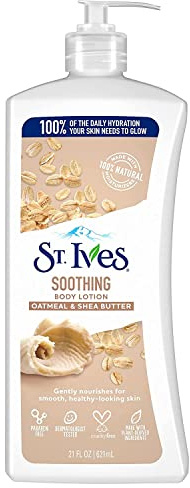 ST. Ives Beruhigende Hand- und Körperlotion, Feuchtigkeitspflege für trockene Haut, Haferflocken und Sheabutter, hergestellt mit 100 % natürlichen Feuchtigkeitscremes, 621 ml