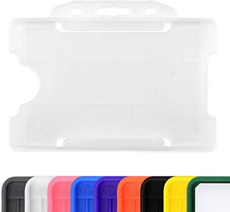 CKB LTD Porta badge in plastica rigida, per formati orizzontale, con lato aperto, Identità ID dimensioni inserto CR80, da 86 mm a 54 mm Pacco da 10 pezzi unità Chiaro