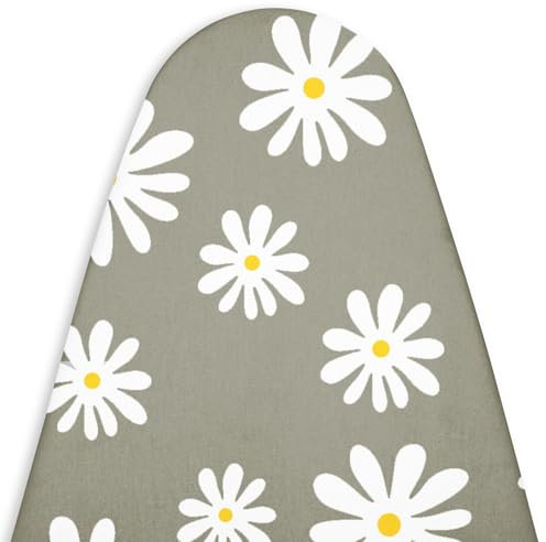 Encasa XO Ironing Board Covers and pad 125x39 cm- Thick 3mm Felt Padding, Drawstring Tightening & Lock, Heat Reflective, Scorch & Stain Resistant, for Large Ironing Board - Daisy Grey