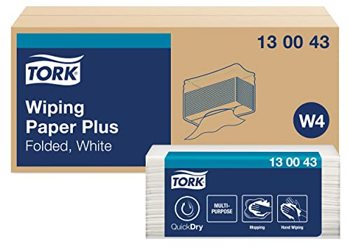 Tork 130043 Starke Mehrzweck Papierwischtücher für W4 Einzeltuch System / 2-lagige Papiertücher in Weiß / Premium Qualität / 200 Papiertücher / 38,5 x 32,4cm (B x L)