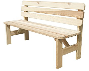 ROJAPLAST 151/2 Viking 150 Holzterrasse Gartenbank, Natural, 150 x 51 x 80 cm