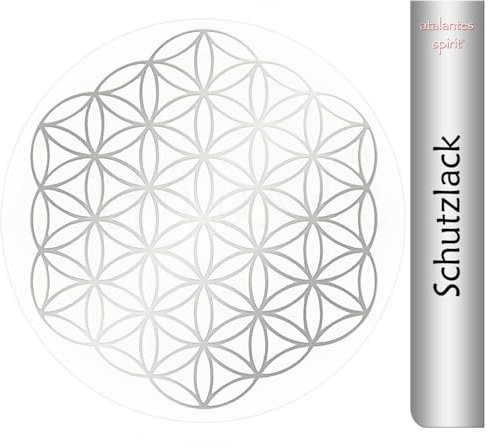 Blume des Lebens Aufkleber - ohne Außenkreise - 3cm mit Schutzlack - Folie transparent (100, Silber)