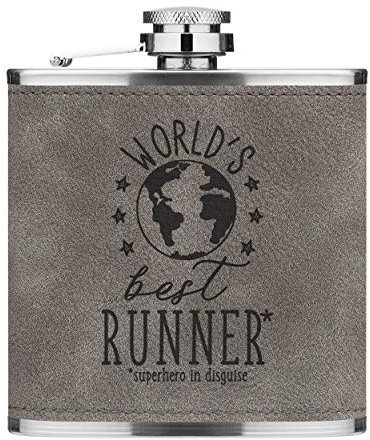 World's Best Chemin 6oz Cuir PU Hip Flasque Gris Luxe