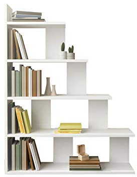 Decorotika Echo 120 cm Tall Modern Ladder Style 5-Tier Accent Bookcase, Bookcase, Display Shelf for Living Room,Storage Rack, Home Office, Bedroom and Study Room - White