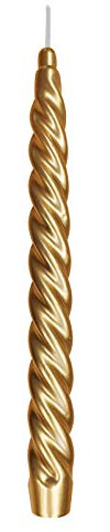 Ebersbacher Kerzenfabrik GmbH Renaissancekerze Spitzkerze gedreht lackiert Gold, Größe ca. 22 x 250 mm, einzeln in Folie, Leuchterkerze Tafelkerze Stabkerze