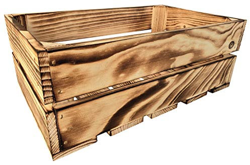 sunnypillow Geflammt Holzkisten 25 x 40 x 30 cm Massive Weinkisten in vielen Farben zur Auswahl Holz Kisten Obstkisten Apfelkisten, Holzregal