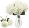 CATTLEYAHQ 4 Cabezas de Flores Artificiales de Hortensia, Elegante Ramo de hortensias, decoración de Flores Falsas para Fiesta/Boda/hogar/Cocina (Blanco)