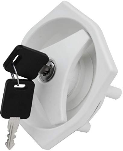 Serratura per porta, roulotte, camper, caravan, barca, colore bianco, con rotazione a destra