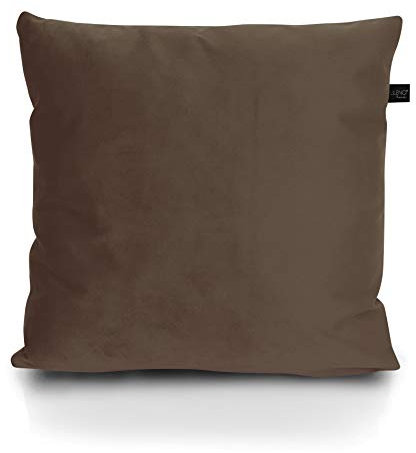LILENO HOME Samt Kissenbezug 45x45 cm [Mokka] - 2er Set Samt Kissenhülle [ohne Füllkissen] - wasserabweisender Samt Kissenbezug mit verstecktem Reißverschluss - als Sofa u. Deko Kissen