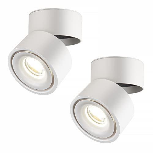 CPROSP 2tlg Deckenspot Aufputz Weiß 10W, Deckenspot Schwenkbar Natürweiß 4000k, Weiß