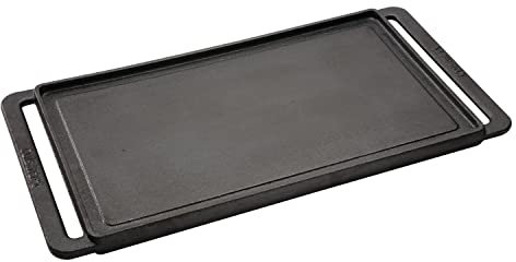 Cuisinart CCP-2000 Reversible Cast Iron Grill & Griddle Cookware Plate, Ribbed Grill & Smooth Flat Top Griddle, Black