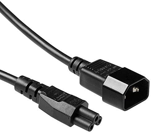 ACT Netzkabel 3 Polig 1 m, C14 Stecker auf C5 Kabel Buchse, Stromkabel Type F, Kaltgerätekabel Verlängerung– AK5433, Schwarz
