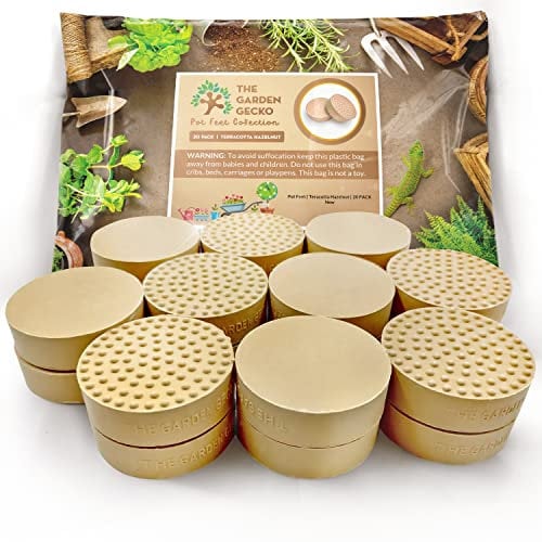 The Garden Gecko Lot de 20 Pieds Invisibles UK pour Pots de Fleurs et Pots de Fleurs en Caoutchouc Solide avec Surface antidérapante améliorée | Lot de 20 | Terre Cuite Noisette