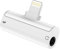 APM Adaptateur 2 en 1, Ecouteurs Casque et Charge, Lightning vers Lightning/Jack 3.5mm, Alu, Blanc, Compatible avec Smartphone iPhone 14 Pro 13 12 11, 570376