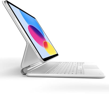 Dracool Clavier pour iPad (A16) 11ème Génération 11 2025/10ème Génération 10.9” 2022, avec Pavé Tactile Magnétique Rétroéclairé Rechargeable Clavier sans Fil Français AZERTY - Blanc