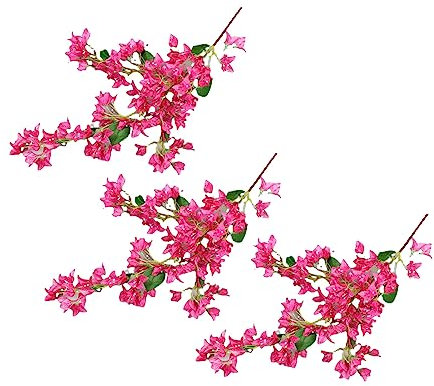 HOHXFYP 3 Piezas de Buganvillas Artificiales, Flor Falsa de Buganvilla Larga Roja Rosa de 47 Pulgadas, Flor de Buganvilla Trepadora con Tallos de Alambre de Hierro para Habitaciones