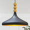 bamyum Champion Pendelleuchte aus Holz, 35 cm Hängelampe Metall E27 Moderne Esstisch Lampe, Skandinavisch Pendellampe für Schlafzimmer Wohnzimmer Küche Esstisch, Schwarz Küchenlampe Hängend