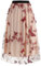 Damen T?llrock Langes Schmetterling Stickerei Rock Elegant Elastischer A-Linie Lagenrock T?ll Midir?cke Hohe Taille L?ssige M?dchen Rock Vintage 50er Meshrock Sommerrock Maxirock Rot 2XL