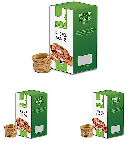 Q-Connect Rubber Bands No.34 101.6 x 3.2mm 500g KF10539 (Pack of 3)