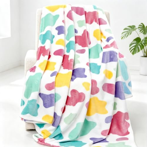 GEULAY Bunte Überwurfdecke, 50 x 60 cm, gemütliche, mehrfarbige Fleecedecke für Bett, Couch, Sofa, Schlafzimmer, Heimdekoration – Regenbogen-Geschenke für Teenager und Kinder, Geburtstag, Weihnachten
