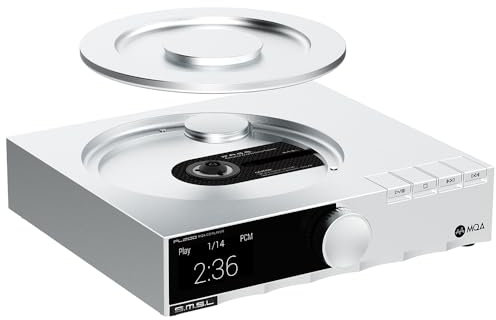 SMSL PL200 MQA-CD-Player Plattenspieler HiFi Lossless AK4499EX Chip Bluetooth Wiedergabe Dekodierung Kopfhörerverstärker mit Fernbedienung (Silber)