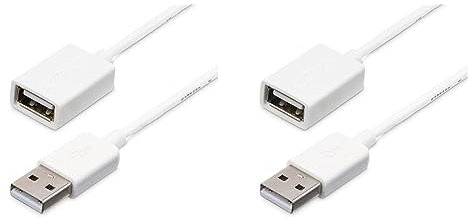 StarTech.com USBEXTPAA1MW 1 m White USB 2.0 Extension Cable Cord, A to A, USB Male to Female Cable, 1x USB A (M), 1x USB A (F) - White (Pack of 2)