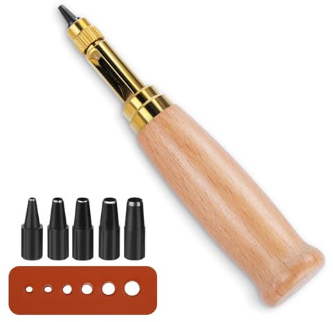 ENCHOL Adjustable Japanese Screw Hole Punch, Leather Screw Punch, Craft Punch with 5 Punches, Used for DIY Craft Sewing Leather Punching