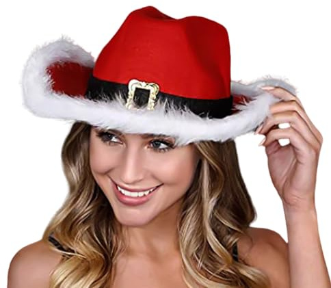 Luckxing Weihnachts-Cowboyhut | Western-Weihnachtsmütze | Cowboy-Kostümzubehör, Cosplay-, Anziehhut für Männer und Frauen für Weihnachten, Western-Cowboy