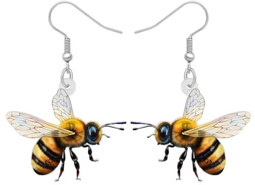 NEWEI Acryl Honig Hummel Ohrringe Baumeln Neuheit Insekt Schmuck Für Frauen Mädchen Geschenk Charms (Biene D)