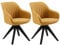 Zouron Esszimmerstühle 2er Set, Drehstuhl Küchenstuhl Gelbbraun Pu Leder Polsterstuhl mit Armlehnen Sessel Massivholzbeine Sitzfläche 43x43cm Wohnzimmerstuhl (Gelbbraun-Massivholzbeine-2 pcs)