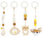 Spielbogen Baby Spielzeug ab 0 Monate 4 Stück Spielebogen Babies Toys Spielbögen Baby Gym Anhänger Holz für Mädchen Jungen Babyspielzeug für Babyschale Kinderwagen Autositz Spielzeug (Braun)