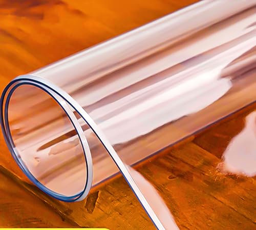 Transparente Runde Tischfolie wasserdicht, Kunststoff, Tischsets, Schreibtischunterlagen, wasserdichter Schutz, individuelle Größe，transparent PVC Tischdecke Tischmatte (55x85cm,Transparentes 2mm)