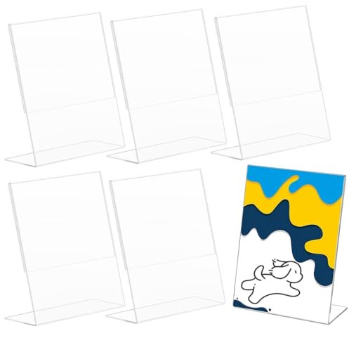 6 Pezzi Espositore da Tavolo in Plastica Trasparente A5,Espositore Plexiglass,Espositore Plexiglass Supporto per Poster in Acrilico per Poster,Espositore da Tavolo,Portalistino,Porta Prezzi