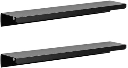 2 Stück Möbelgriffe Profilgriff Aluminium Unsichtbare Schubladengriff Versteckter Türgriff Schrankgriffe Moderne Griffe for Garderobe Kücheng Schrank Schublade Kleiderschrank (400mm,Schwarz)