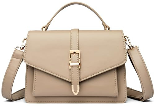 Travistar Handtasche Damen Mittelgroß Umhängetasche Schultertasche -Kunstleder Abendtasche Kupplung Elegant Crossbody Bag mit Abnehmbar Schultergurt Kreditkartenfächer, Khaki
