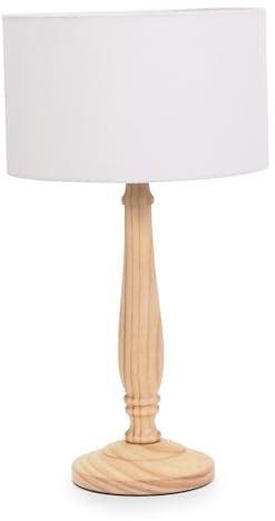ValueLights | Traditional Light Wood Candlestick Table Lamp with White Fabric Drum Shade for Living Room Bedroom | Table Lamps, Home Décor & Improvement Essential