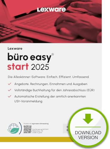 Lexware büro easy start 2025 (365 Tage)| Bürosoftware mit Basisfunktionen - einfach zu bedienen | PC Aktivierungscode per Email