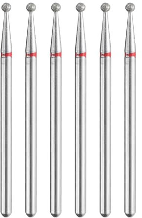 sourcing map 6pcs 200-230 Grits Diamond Grinding Bit 2mm Ball Head 2.35mm Shank 2mm Length Stone Sanding Drill Bits Rotary Tool for Ceramic Glass Nails Grinding Polishing
