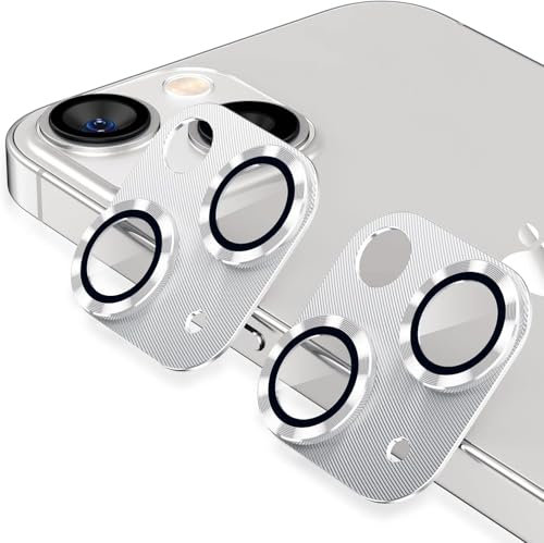 DAWEIXEAU Protecteur Objectif Caméra Arrière pour iPhone 13/iPhone 13 Mini,Kit de 2 Pièces, Film de Dureté 9H Protection Caméra Objectif Pour Appareil Photo HD et Anti-Rayures.silver