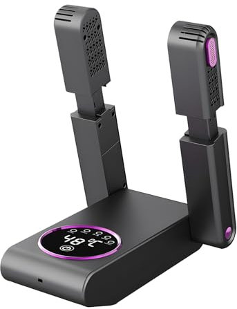 LPQKCcY Sèche-chaussures portable réglable avec souffleur thermique à 360° 4 minuteurs, pliable à suspendre et séchage rapide, convient pour chaussures, gants, chapeaux, chaussettes, bottes de ski