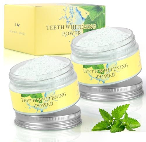 OFFCUP Polvo Blanqueador de Dientes, Blanqueador Dental 2pc 30g, Seguro para el Esmalte y Sin Sensibilidad Blanquear los Dientes Seguro Blanqueamiento Dental Polvo para Elimina Años de Manchas