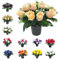 Rose Artificial Flowers in Grave Flower Pots – UV Resistant, Realistic & Long-Lasting Memorial Display for Cemetery, Grave Decorations, Funerals, Home & Garden Remembrance Arrangements (Peach)