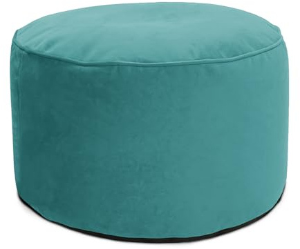 rucomfy Beanbags Luxury Velvet Pouffe Bean Bag. Round Footstool. Home Living or Bed Room Foot Rest. Lightweight & Durable W55cm x H38cm (Turquoise)