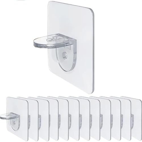 Mr.Gadget's Solutions Strong Heavy-Duty Self-Adhesive Durable Transparent Shelf Support Hooks- No Tools Required No Drilling Damage Free Wall Installation Design- Ideal for Home & Office Use
