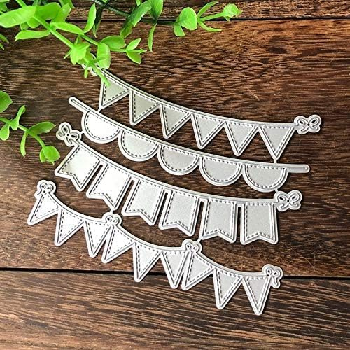 Nlinlin 4 x Dreieckige Kreis-Banner Stanzformen, Metall-Stanzformen für Bastelarbeiten, Scrapbooking, Künstler, DIY, Alben, Papierkarten, dekoratives Kartenherstellungszubehör