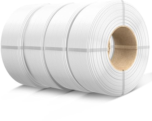 SUNLU 4KG PETG Filament Refill 1.75mm, 1KG/Rolle, 4 x Weiß | No-Spule PETG 3D Drucker Filament Bundle, 3D Filament Refill for Reusable Spulen Compatible with Bambu Lab Filament Drucker