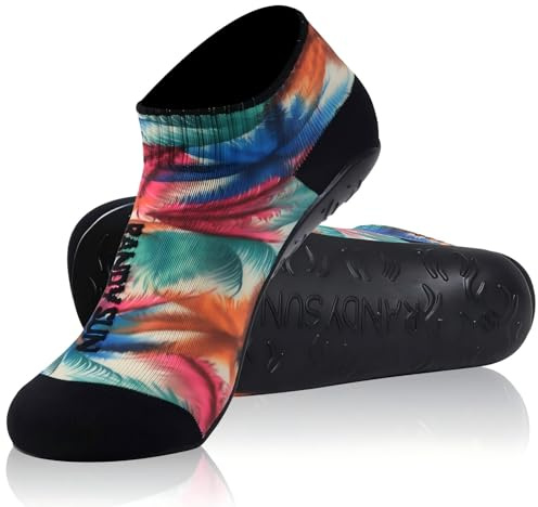 RANDY SUN Sockenschuhe Damen & Herren, Beach Barfuß Socken, Schnell Trocknend Strand Socken mit TPE-Sohle, Strandschuhe für Beachvolleyball, Surfen